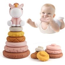 Sensorisches Spielzeug Beißring Lernspielzeug Turm Set 7 Ringe für Kinder — sensorik turm 7 teilig, bildungsbeißring für babys, ring stapel set