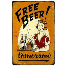 Semn rustic pentru bar de bere din aluminiu, 30x20 cm