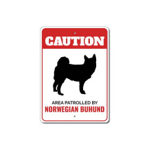 Letrero metálico de advertencia "Buhund noruego" (8x12 pulgadas)