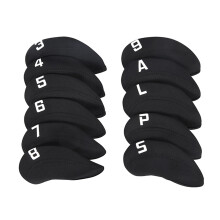 Golf Iron Head Covers Black 11-Piece Set
