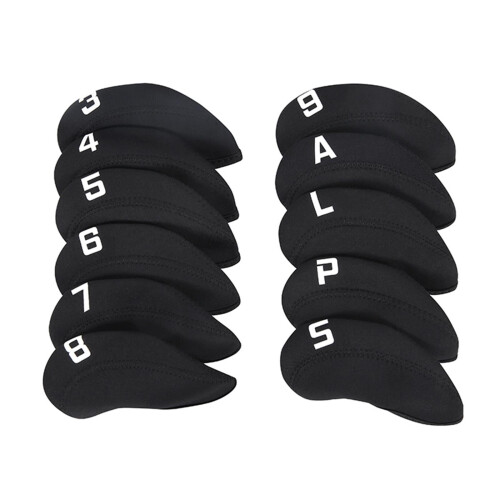 Golf Iron Head Covers Black 11-Piece Set