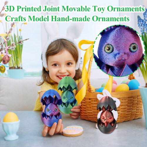 3D-utskriven poserbar påskhare-leksak lila 1 st 2