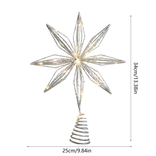 Harliver Silver Christmas Tree Topper Star 5-Point Pre-lit 1