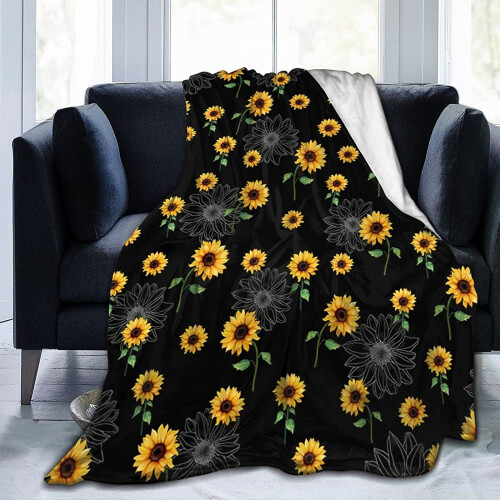 Solsikkeflanellpledd 200 x 150 cm