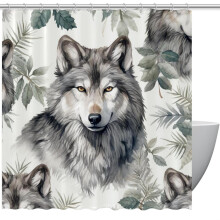 Cortina de ducha Wolf impermeable con ojales, 72" x 72"