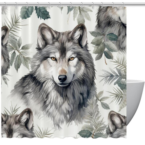 Cortina de ducha Wolf impermeable con ojales, 72" x 72"