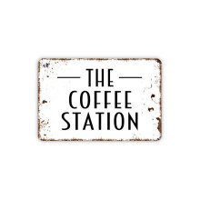 Metalen wandbord voor koffiestation in landelijke, moderne stijl, 16x12 inch