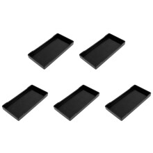 Bandeja rectangular de plástico para almuerzo, color negro, paquete de 5 unidades.