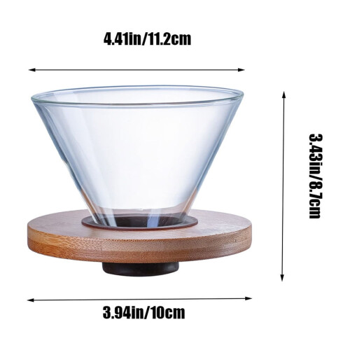 Cafetera de vidrio con filtro reutilizable y 2