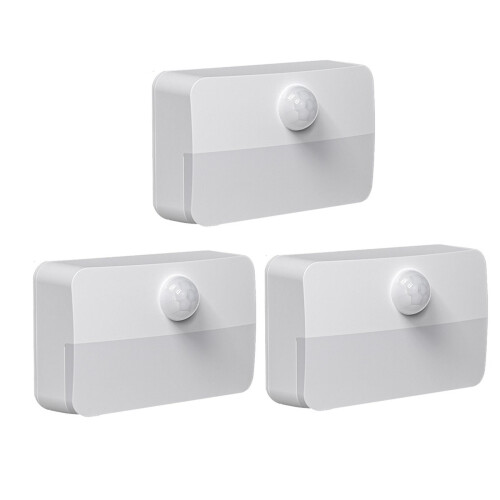 Luz noturna LED com sensor de movimento, 3000K, para armário.