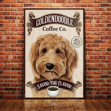 Goldendoodle kutya fejhallgató faldekor fém tábla