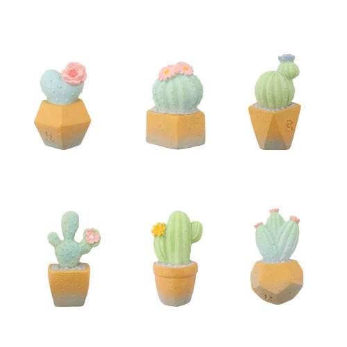 Cactus-shaped fridge magnets resin 6 pcs
