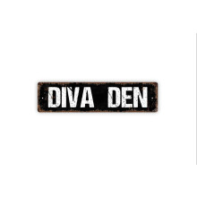 Diva Den Tábla Ő Barlang Lányok Csak Rusztikus Fém Plakett4x
