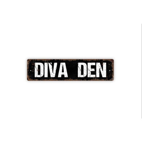 Diva Den Schild „She Cave – Nur für Mädchen“ – Rustikale Metallplakette (4 Stück)