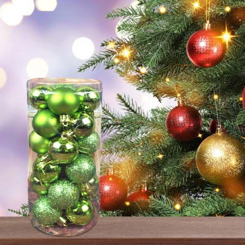 Christmas Tree Balls Green Shatterproof 24 pcs