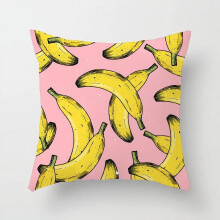 Taie d'oreiller en coton et lin, motif pastèque et banane, lot de 2