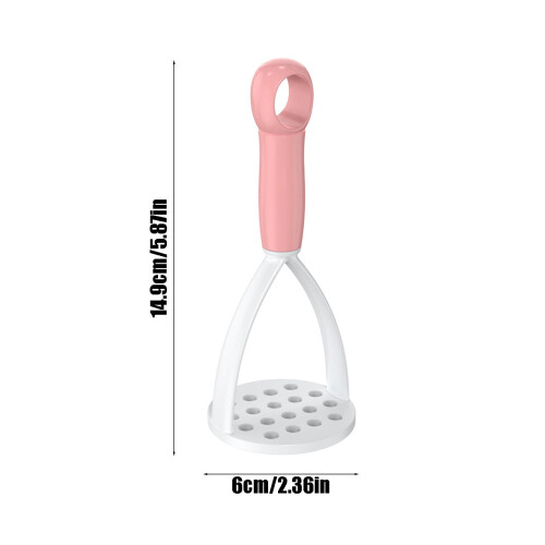 Rosa potatisstötare med ergonomiskt handtag och bladbas, 2