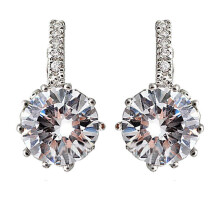 Boucles d'oreilles créoles vintage à clip pour femme avec zircon transparent