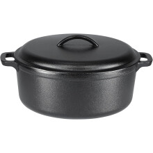 Round Pre-Seasoned Cast Iron Dutch Oven 7-Quart Black