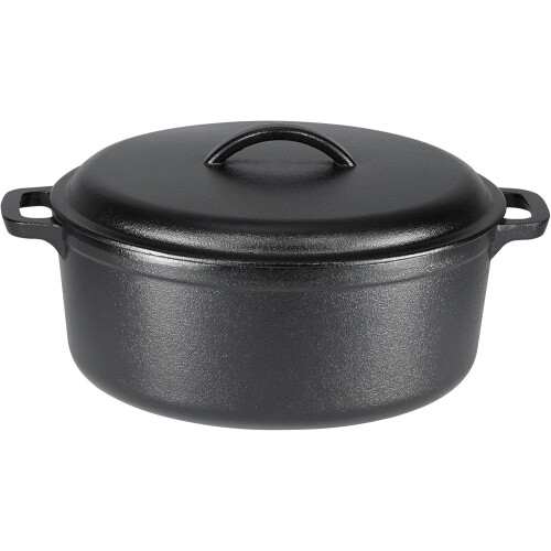 Round Pre-Seasoned Cast Iron Dutch Oven 7-Quart Black