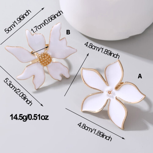 Vintage Geometric Flower Ring Gold Silver Adjustable 2