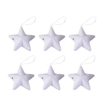 White Shatterproof Christmas Ornaments Ball and Star 6 pcs
