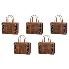 Panier de pique-nique tressé pliable en rotin, lot de 5