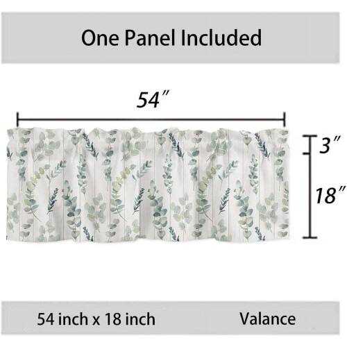 Farmhouse Eucalyptus Leaf Kitchen Valance Sage Green 54x18 2