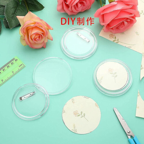 Clear Button Badges 75mm 10 pcs with Pin 1