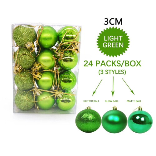 Christmas Tree Ornaments Green Shatterproof 24pcs