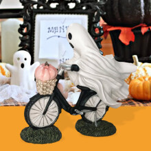 Figurină din rășină cu fantomă de Halloween și dovleac roz, 1 bucată