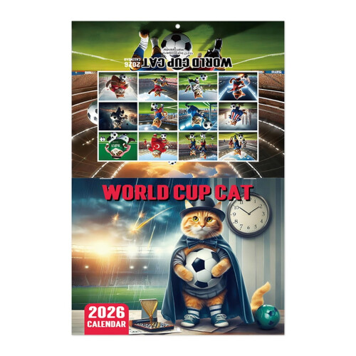Grappige voetbalkat wandkalender 2026 1