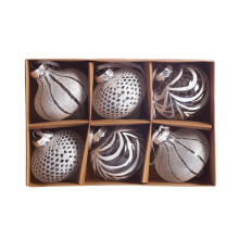 Clear Christmas Ball Ornaments White Glitter Plastic 6 Pack