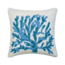 Kissenbezüge aus blauem Leinen, 30 x 30 cm, mit Algen- und Korallenmuster