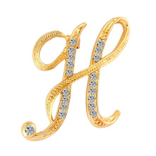 Broche con letra AZ de diamantes de imitación Rygai, color oro, 1 unidad.