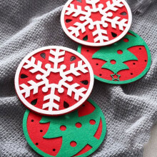 Filz-Weihnachtsuntersetzer mit Wintermotiv, 10 Stück