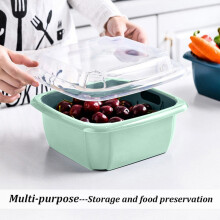 Cesta de drenaje de plástico de doble capa multifuncional para frutas y verduras.
