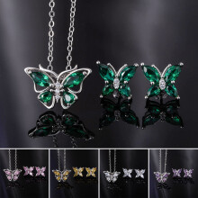 Xeyise butterfly necklace and earrings set with rhinestones