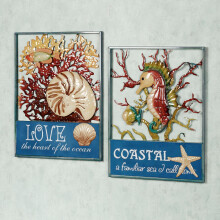 Coral Impressions kagylómintás csikóhal fali tábla szett, 2 db