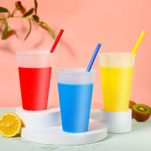 Újrafelhasználható termosz fedéllel és szívószállal, 16oz, 5 db-os kiszerelés