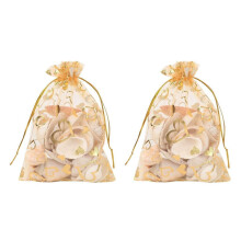 Pochettes à bijoux en organza doré en forme de cœur, 9 x 12 cm, 200 pièces