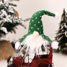 Pendentif cloche de Noël avec poupée Père Noël tricotée verte