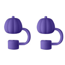 Pumpkin Silicone Straw Covers 0.39in Diameter 2PCS