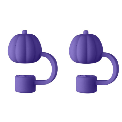Pumpkin Silicone Straw Covers 0.39in Diameter 2PCS