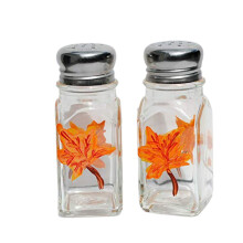 Autumn Orange Maple Leaf Pepper Shakers Set