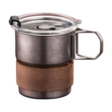 Taza de café plegable de acero inoxidable de 280 ml con tapa.