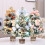 Jacenvly mini flocked Christmas tree with ornaments white 1