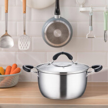 Olla para sopa Tongina de acero inoxidable con tapa, 6 cuartos de galón