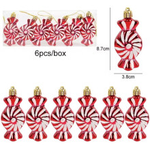 Christmas candy cane pendants red 6 pcs