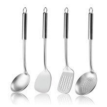 Set de spatule cu lingură cu crestătură și spatulă pentru wok, 4 piese